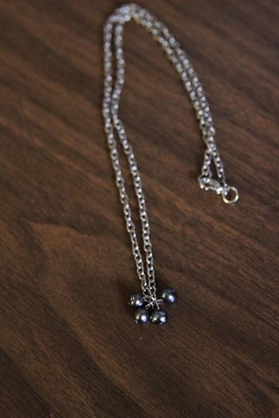 Blue Pearl Cluster Necklace