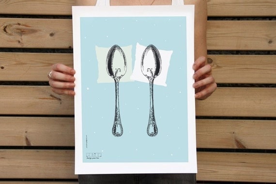 Spooning Poster 30.4x42cm LIGHT BLUE AQUA