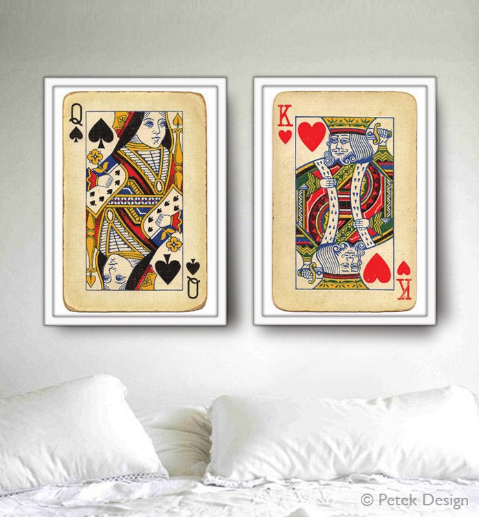 Royal Wedding Gift, Bedroom Walls 2 Big posters King and Queen Playing Cards, Home Decor 20x30 For Hostess, Fits to IKEA's frames