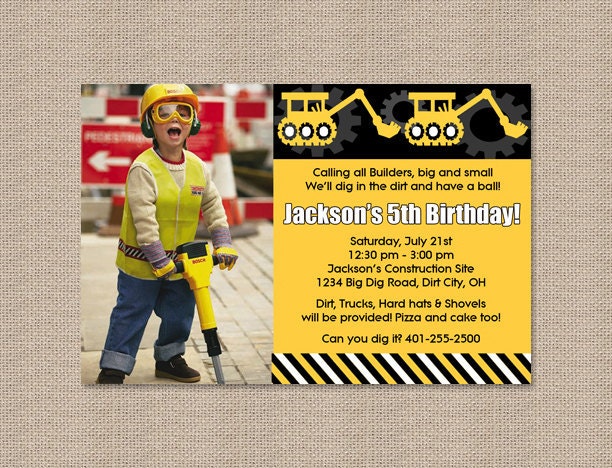 Construction Birthday Party Invitations