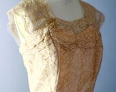 Vintage 50s Shabby Chic Nude Lace Party Wedding Dress