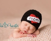 Download PDF crochet pattern 020 - I Love Mom beanie - Multiple sizes from newborn through 12 months