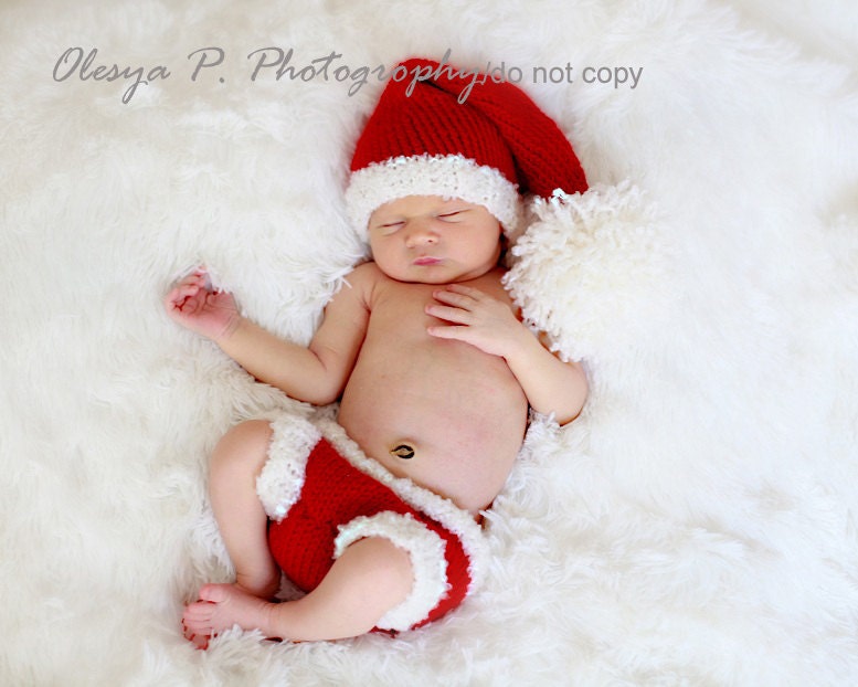 Download PDF knitting pattern k-20 - Newborn Santa hat and diaper cover
