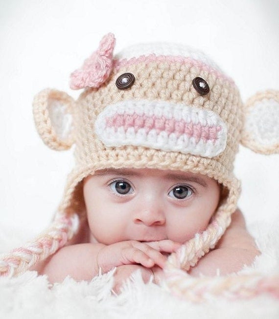 PDF CROCHET PATTERN 010 - Sock Monkey hat - Multiple sizes from newborn through age 4