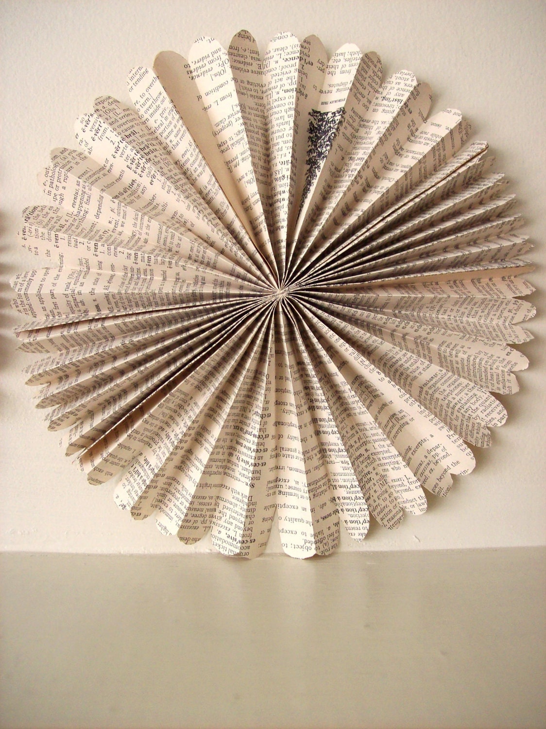 Large Vintage Book Print Fan Flowers