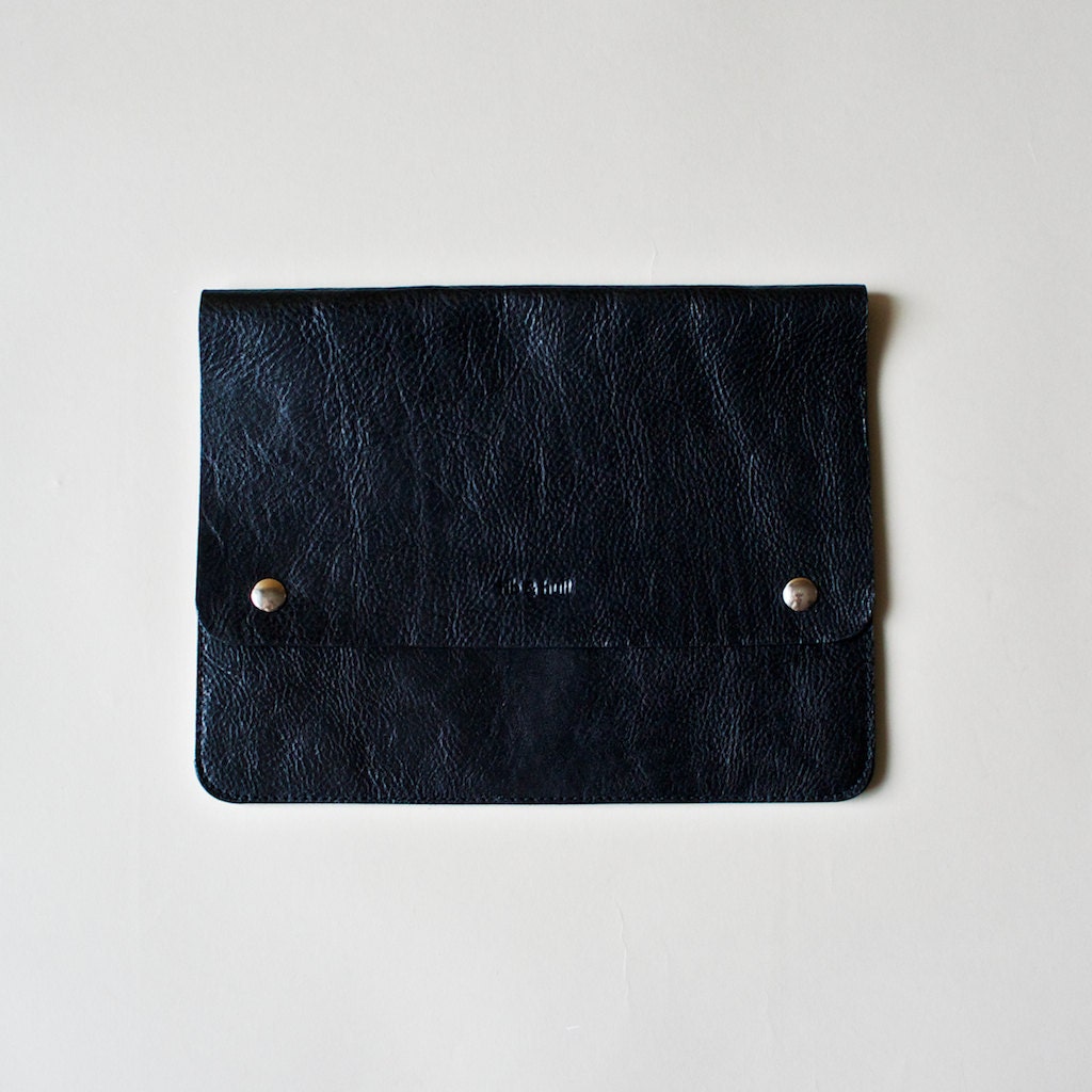 Black Leather iPad Case - Heirloom Sleeve - Black