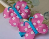 Bright Pink and Blue Polka Dot Butterfly Bows
