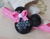 PINK Bow Mouse Ears Headband- Minnie Mouse Inspired Perfect for Disney Trips