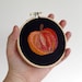 Abstract Orange Embroidered Pumpkin for Thanksgiving 4 inch Embroidery Hoop Fiber Art