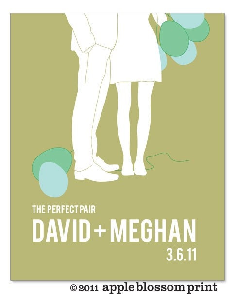 Personalized Wedding Gift - Couples Silhouette - Choose your text and colors