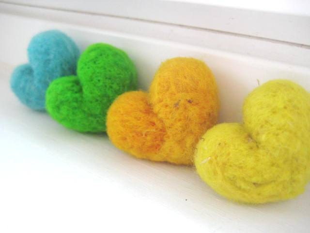 Rustic Wool Needle Felted Heart Pebbles Valentine's Day Love 100% Natural Wool Rustic Favors