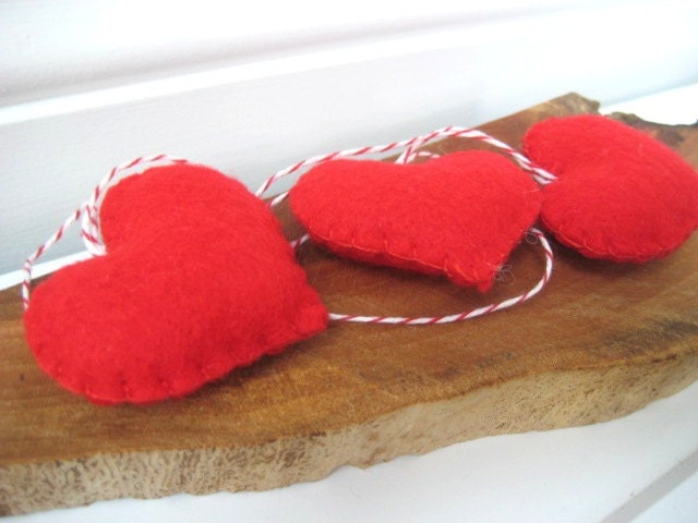Red Heart Eco Felt Ornament - Handmade - Valentine's Day - Christmas Tree Ornament - Holiday Decoration