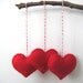 Red Heart Eco Felt Ornament - Handmade - Valentine's Day - Christmas Tree Ornament - Holiday Decoration