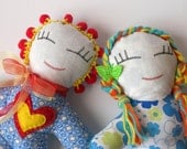 Girl Soft Doll Blue and Red, 11.5" high
