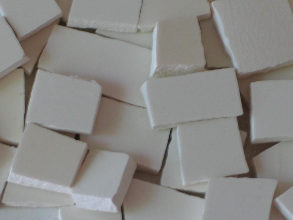 CHINA MOSIAC TILES, 100 Ivory,  Antique China, Hand Cut Tiles, Shabby Rose Focal, Gorgeous.