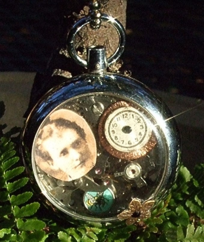 Steampunk Vintage Pocket Watch  Scary Girl - steampunksisters