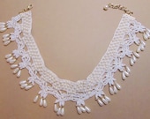 Crochet Necklace, Beaded Necklace, Pearl Necklace, Drop Pearls, Bridal, Choker, Wedding