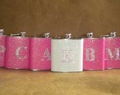 Bridesmaids' Gifts 7 Sparkly 6 ounce Flasks ALL with Rhinestone Initials KR2D 5580