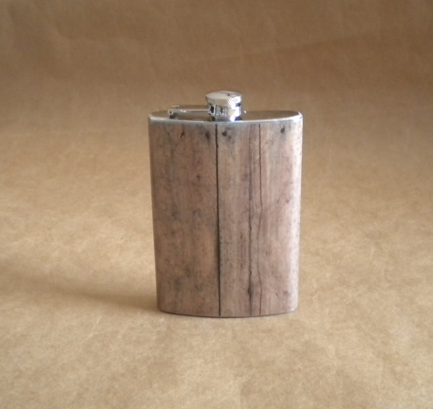 Old Barnwood Print Groomsmen or Guy Country Western Gift 8 ounce Stainless Steel Flask