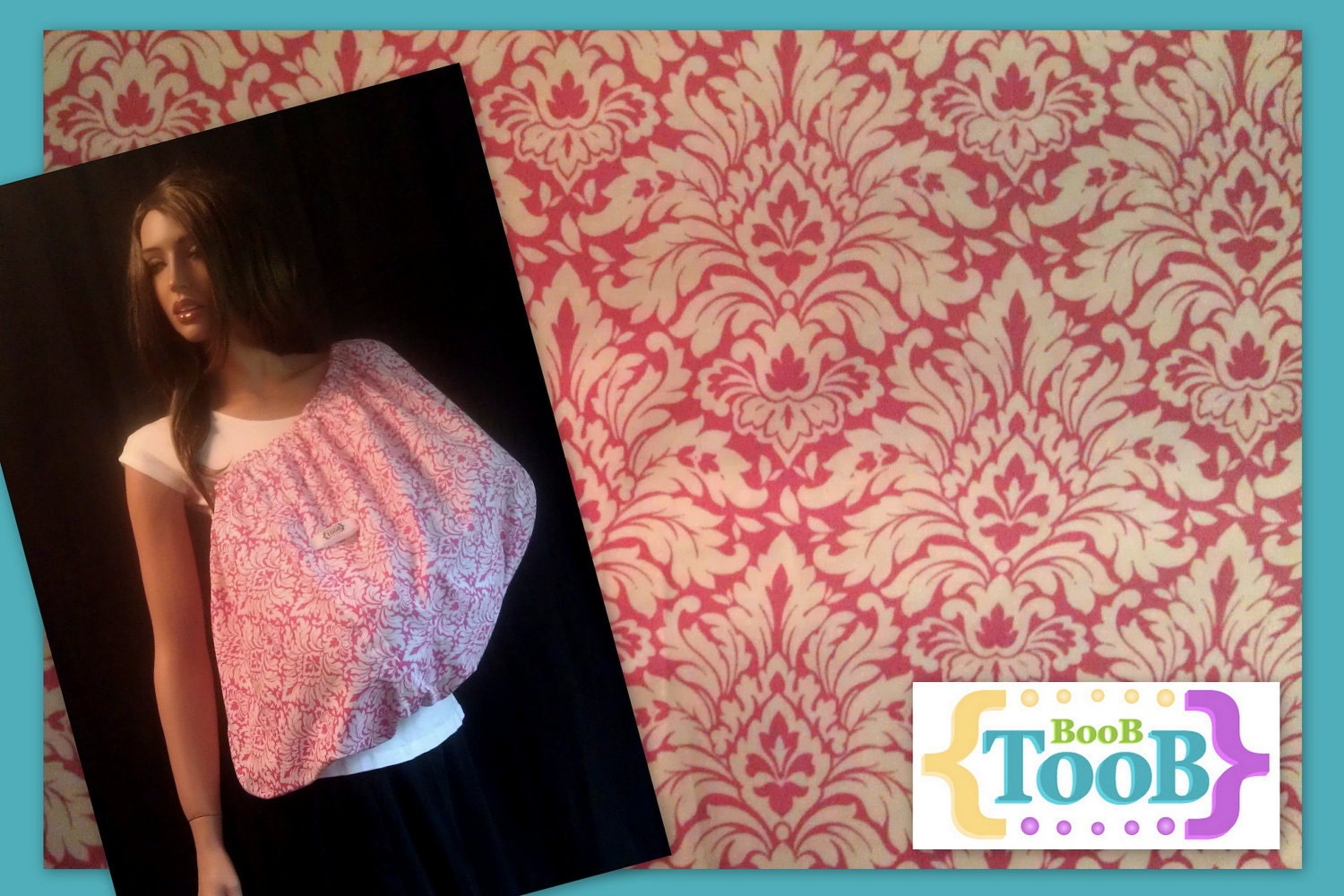 Classy Pink and White Damask BooB TooB, The ONLY Nursing Cover That's Got Your Back