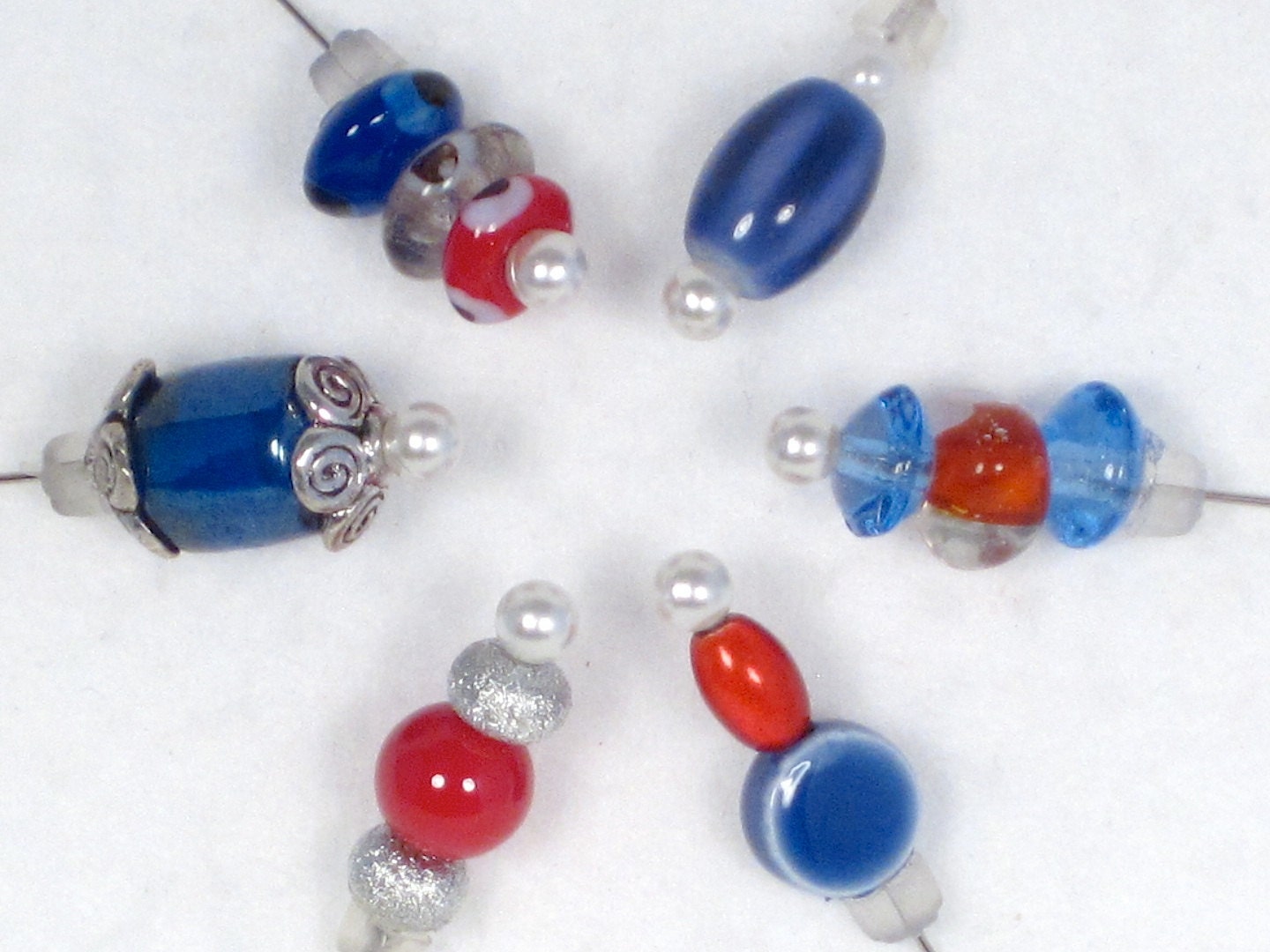 Patriotic  Red White Blue Decorative Push Pins