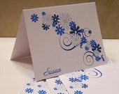 Personalized Stationery - Blue Daisies (Set of 10)