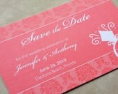 Pink Damask Save the Dates