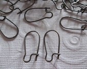 Antiqued Silver Kidney Shape Earwires 20mm X 10mm (3/4 X 3/8 inch) - Qty 46