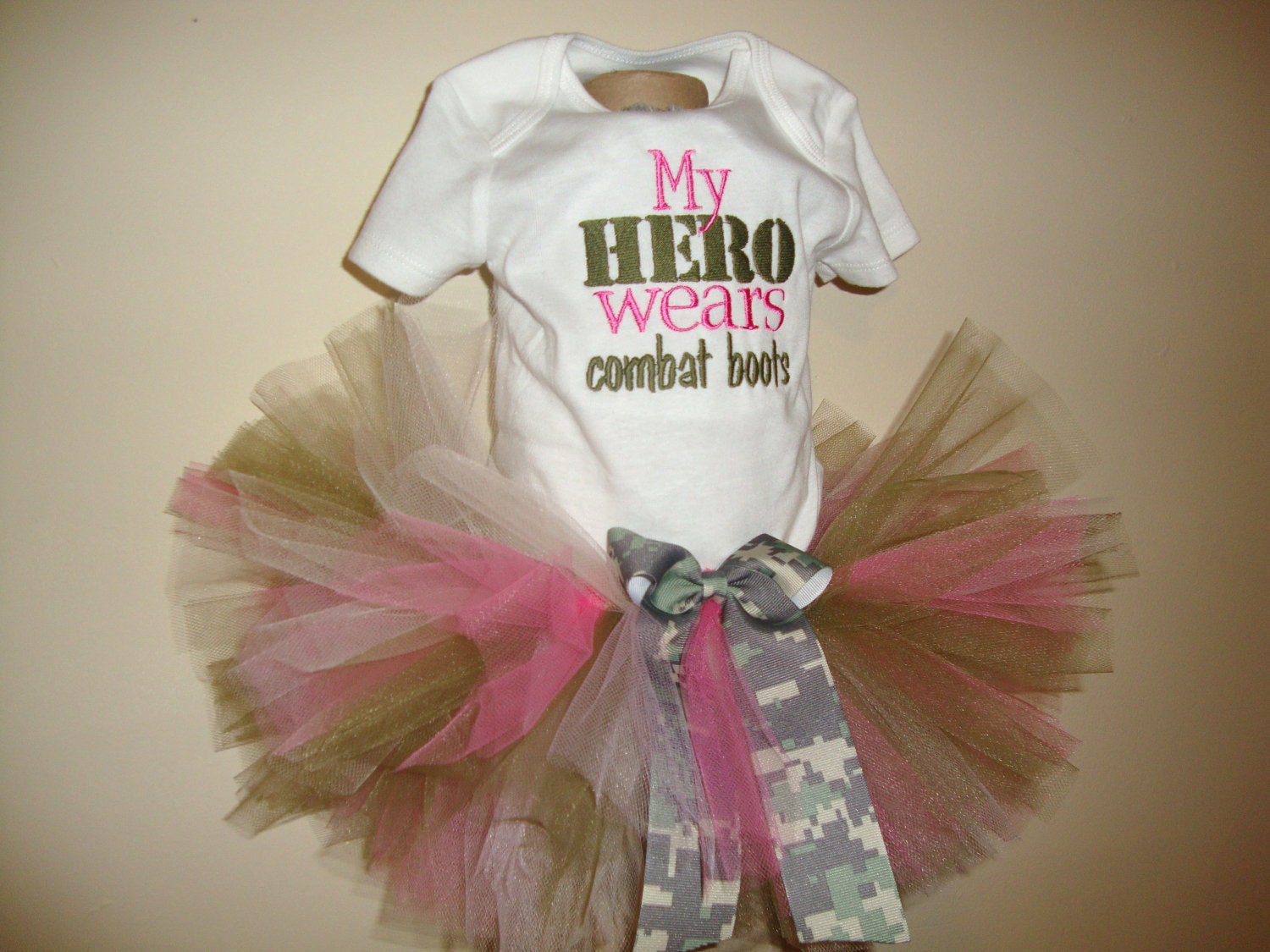 My Hero Wears Combat Boots Pink Army Tutu Outfit - For Sizes Newborn - 12 Months