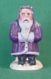 Primitive Papier Mache PURPLE BELSNICKLE Belsnickel Santa Father Christmas Figure Susan Brack Christmas Folk Art