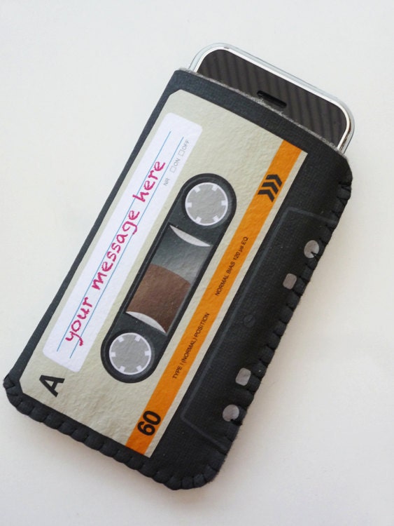 iPhone 5 Case iPhone 4S Case Personalised Orange Cassette Tape Create Your Own Message - Fits iPod Touch, Smartphone and more