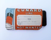 Fabric iPhone Case Vintage Cruise Ship Baggage Tag - Fits iPhone 4S iPhone 5 and more