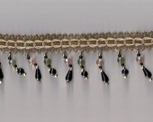 Green Flat Trim with Black and Green Beads 49 inches long
