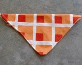Small Dog Bandana Red and Orange Geometric Fabric