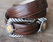 Vintage 90's Brighton Museum Collection belt in brown snakeskin embossed leather