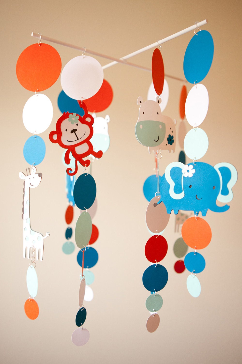 Zoo Animals Baby Mobile - Monkey, Hippo, Elephant, Giraffe