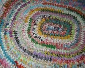 Toothbrush Nalebinding Handmade Rag Scrap Fabric Rug Multiple Colors Rainbow Country Home Decor Rustic Gift Wedding House Warming