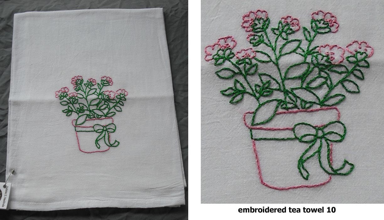 Custom Order for Debby - Set of 5 Hand Embroidered Tea Towels Flour Sack Cotton