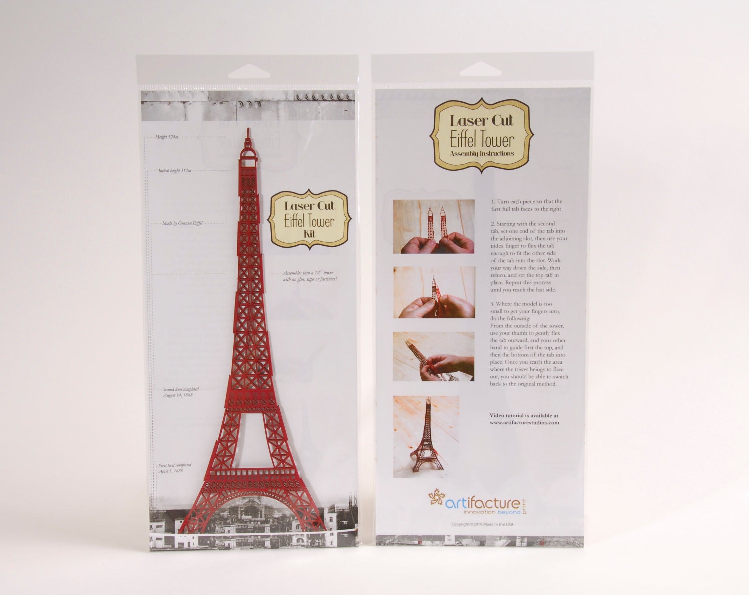 12" Laser Cut Paper Eiffel Tower Model - Red