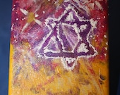 God's Star Magic Original Acrylic 6 x 4 Art Painting Abstract Visionary Artwork on Canvas
