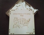 United States of America -USA MAP - Wood Puzzle with 3mm plywood (30.8 x 18.9 inches)
