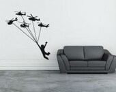 Flying Away with Helicopters -- Vinyl Wall Art -- 14" x 26"