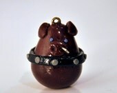 polymer clay gothic piggy key chain