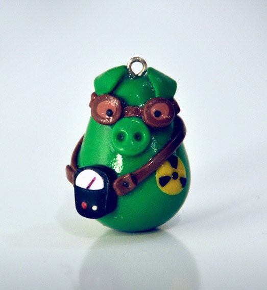 polymer clay piggy from Chernobl key chain