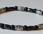MAGNETIC Jewellery Set with Hematite Black Onyx and Tibetan Silver  Necklace Bracelet and Earrings