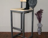 Handmade industrial metal and wood bar stool, chair