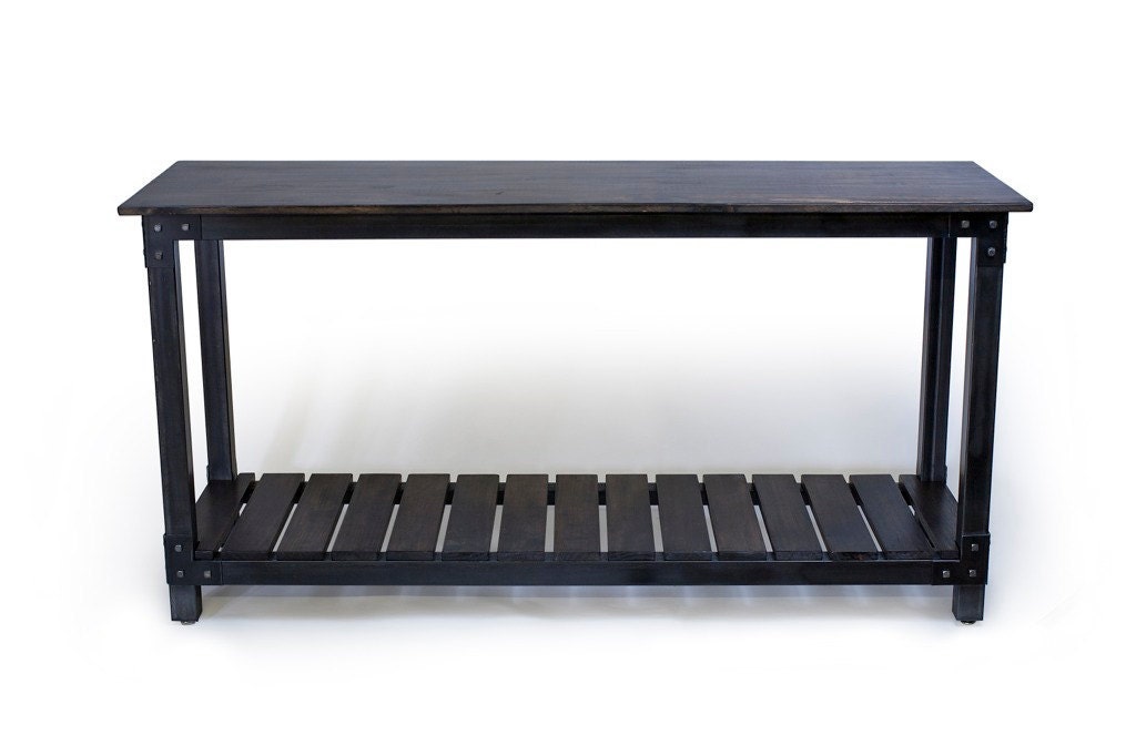 Handmade metal and wood table, console table, liquor/wine cart, occasional table, TV stand