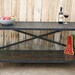 Handmade scrap metal and wood industrial style table, console, liquor table