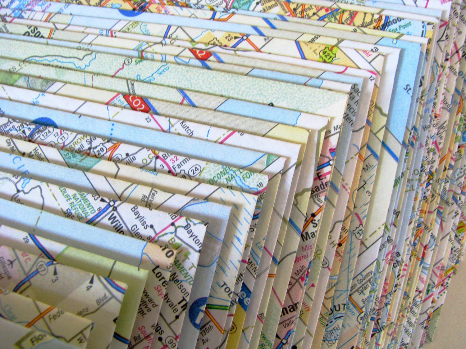 Upcycled Atlas Stationery Recycled US Map Envelopes Set of 10