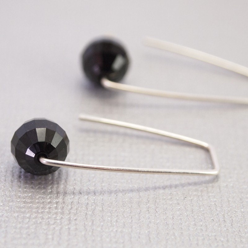 Vox Sexy Black Crystal Trapezoid Earrings in Argnetium Silver